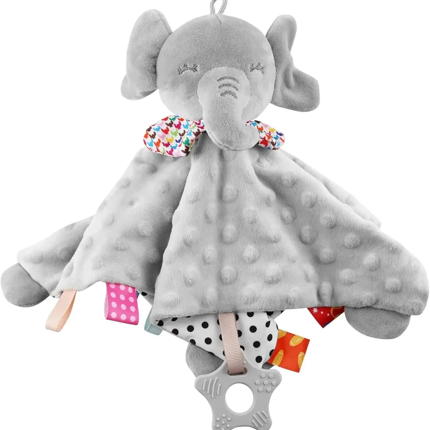 Soft Elephant Baby Comforter – Plush Appease Blanket with Rattle for Newborns