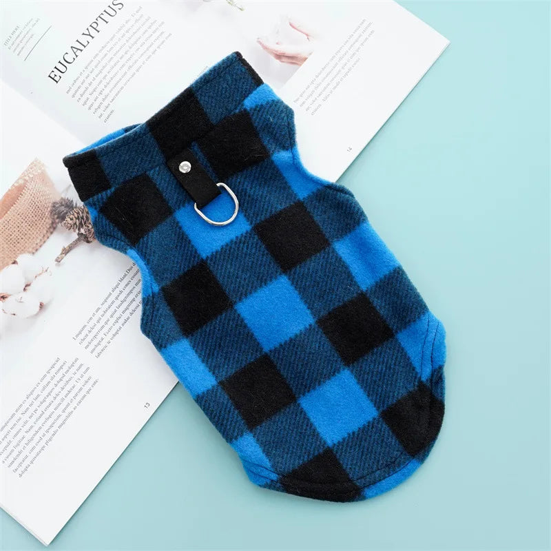 Dog Clothing Pet Clothing Polar Fleece Vest Grid Thickened Cat Traction Pet Supplies Cat Clothing Dog Clothing