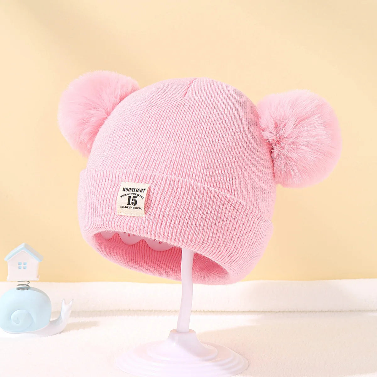 Autumn Winter Baby Warm Knitted Hats With Pom Kids Knit Beanie Hat Solid Color Children Hat For Boys Girls Accessories