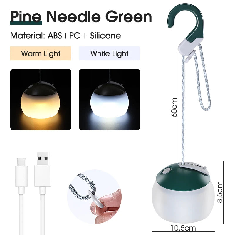 Compact LED Camp Light – USB Charging, Hanging Design & Outdoor Durability