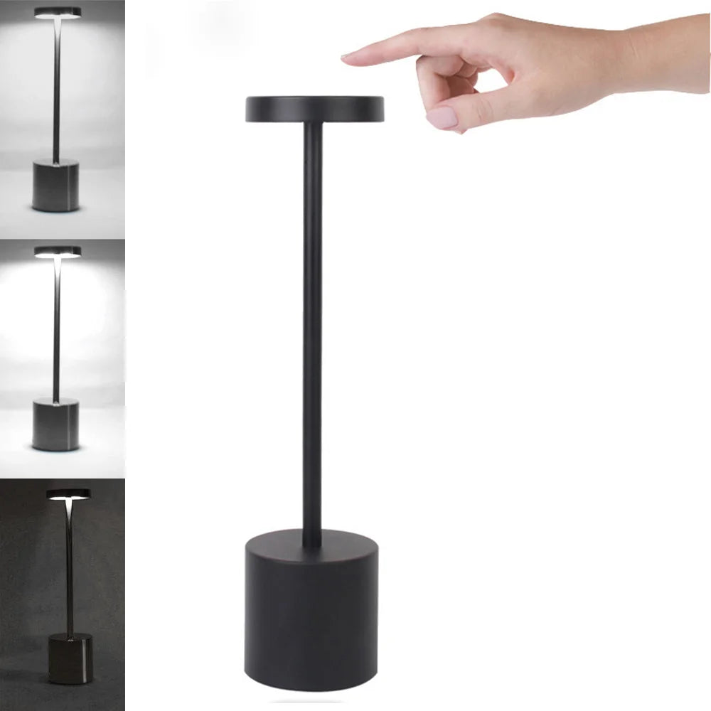 USB Rechargeable Classic Table Lamp: Touch Control & 3 Colors