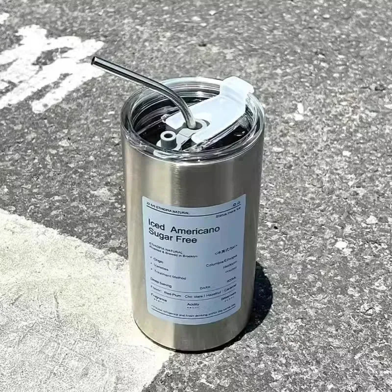 Leak-Proof Insulated Stainless Steel Thermos Cup with Straw