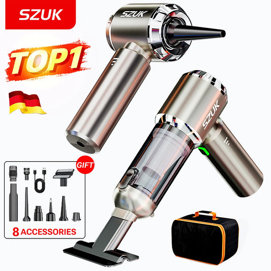 Cordless car vacuum - strong suction, portable, handheld. Perfect for quick clean-ups in your car! 🚗