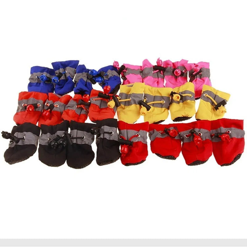 4-Pack Waterproof Anti-Slip Pet Dog Shoes for Small Pets
