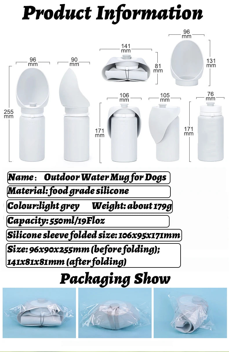 550ml Folding Pet Water Bottle - Portable Mug for Dogs & Cats on the Go!