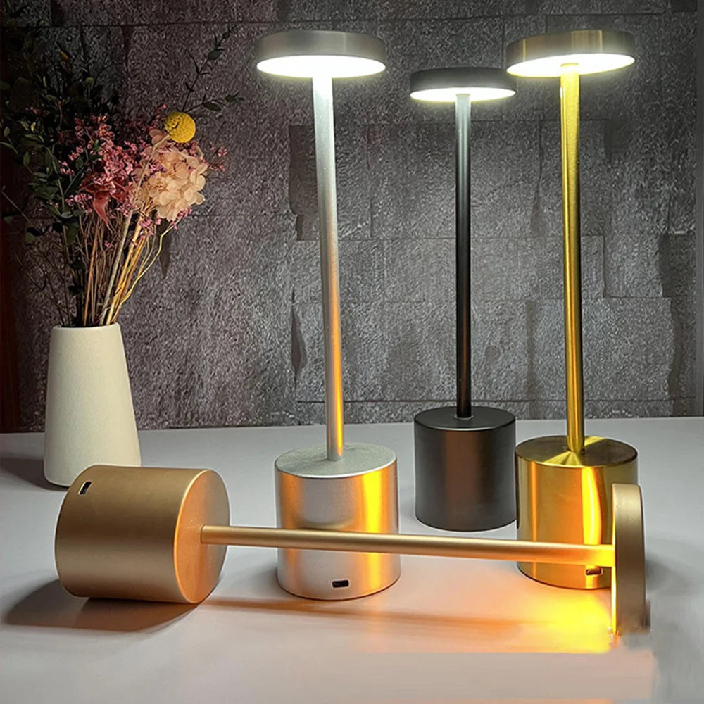 USB Rechargeable Classic Table Lamp: Touch Control & 3 Colors