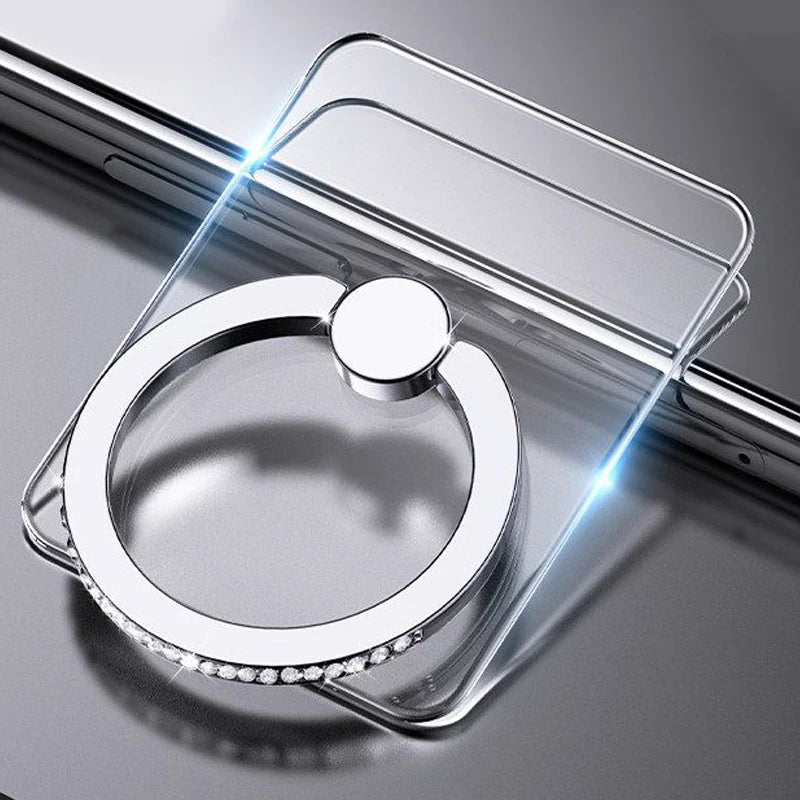 Transparent Cell Phone Ring Holder Stand 360°Degree Rotation Clear Finger Grip Kickstand Compatible iPhone Xiaomi for Phone Case