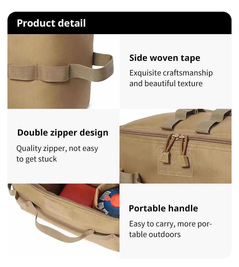 Outdoor Camping Gas Tank Storage Bag Large Capacity Ground Nail Tool Bag Gas Canister Picnic Cookware Utensils Kit Bag