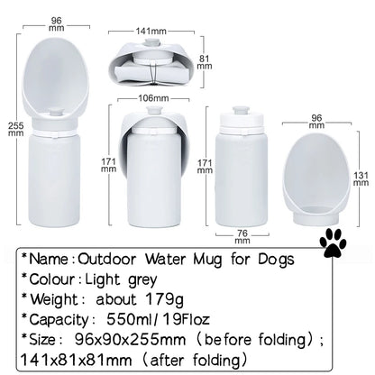 550ml Folding Pet Water Bottle - Portable Mug for Dogs & Cats on the Go!