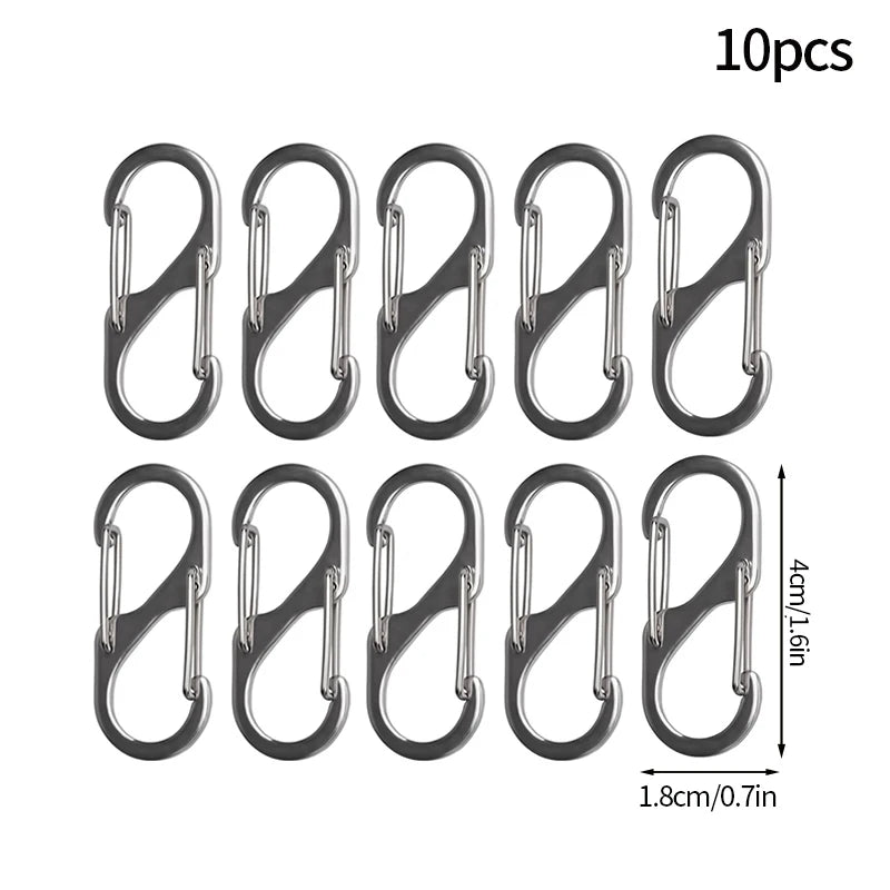 5PCS Tactical S Type Carabiner Camping Equipment Anti-Theft Aluminium Alloy Carabiner Mini Keychain Hook Hiking Backpack Buckle