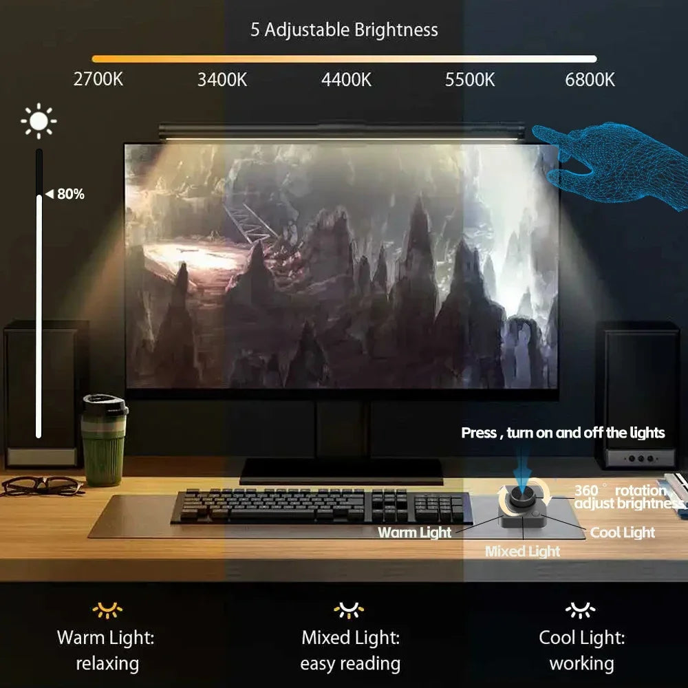 GB LED Monitor Light Bar: Dimmable Atmosphere Lamp for Work & Gaming