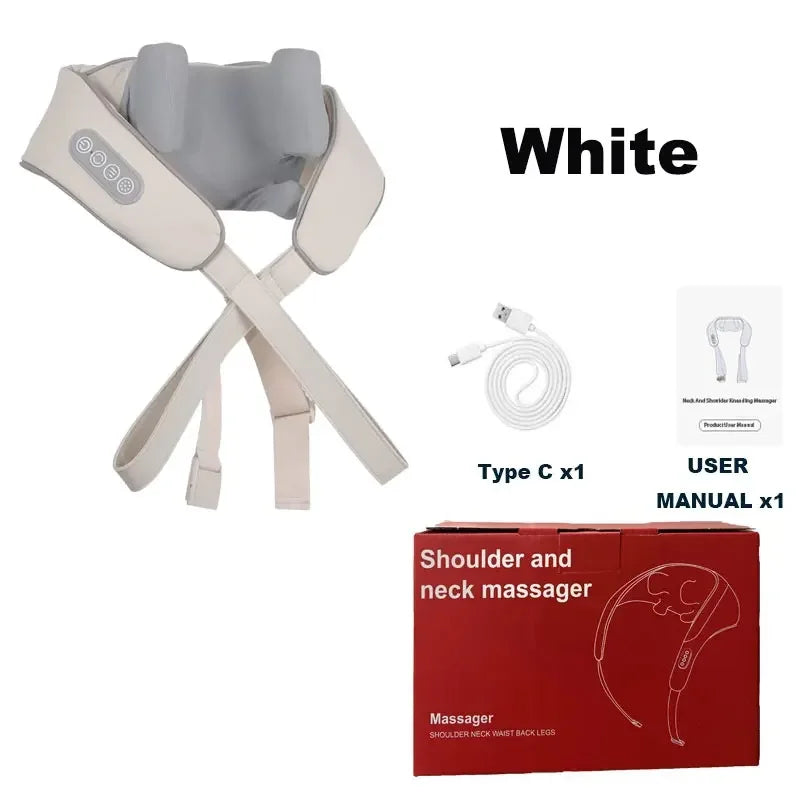Rechargeable Powerful 5D Shiatsu Back Neck Shoulder Massager Heated Kneading Neck And Shoulder Muscle Relaxing Massage Shawl