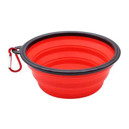 2-in-1 Folding Portable Silicone Dog Feeder Bowl with Carabiner