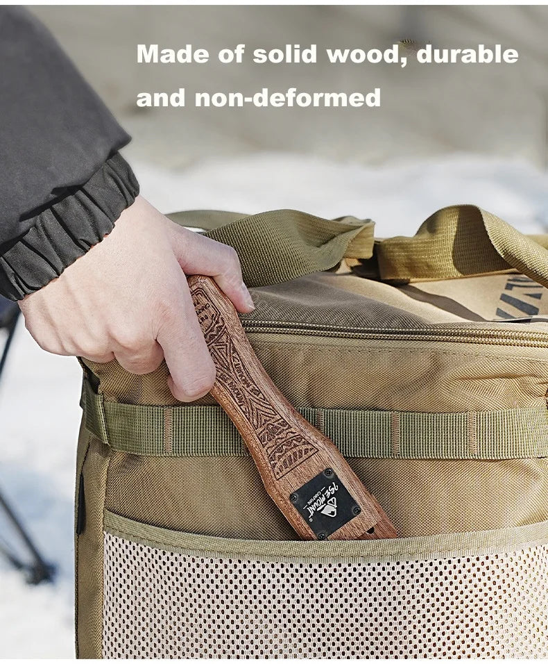 Outdoor Grill Pan Handle Anti-scalding Solid Wood Handle Bayonet Adjustable Heat Resistant Insulated Grip Outdoor Camping Tool