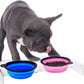 2-in-1 Folding Portable Silicone Dog Feeder Bowl with Carabiner