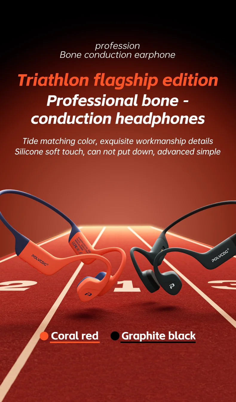 POLVCDG bone conduction swimming earphones IPX8 waterproof 32GB memory Bluetooth 5.4 silicone material 2025 new product x16