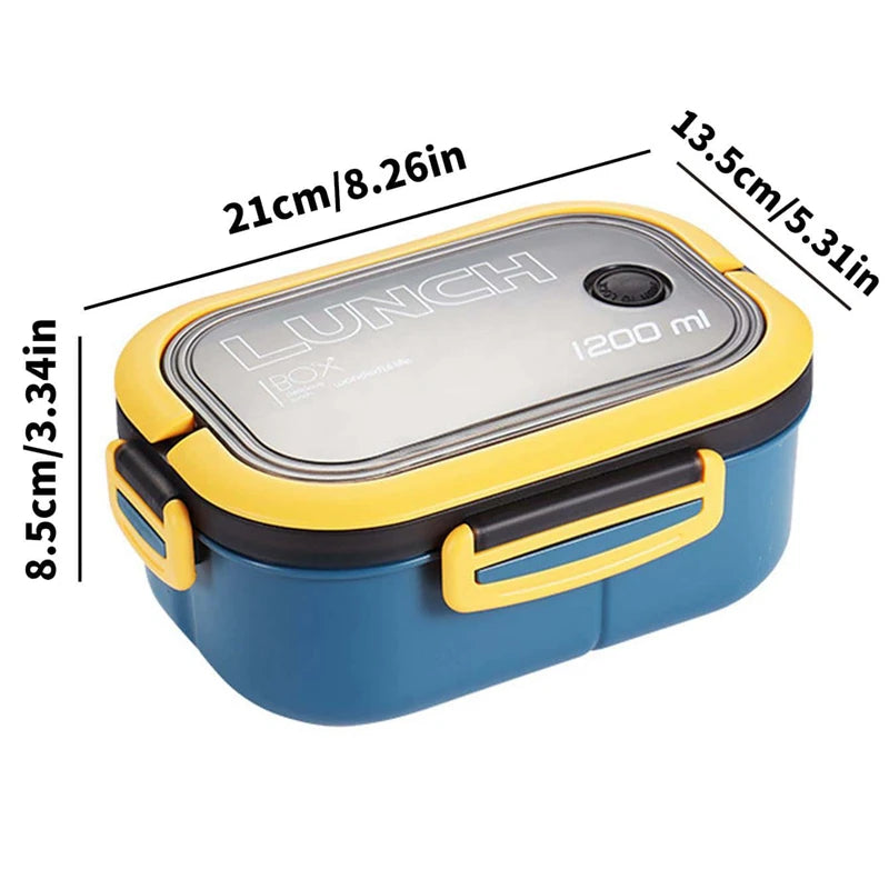 1200ML 2-Layer Bento Lunch Box (Leakproof) – Spoon & Fork Included