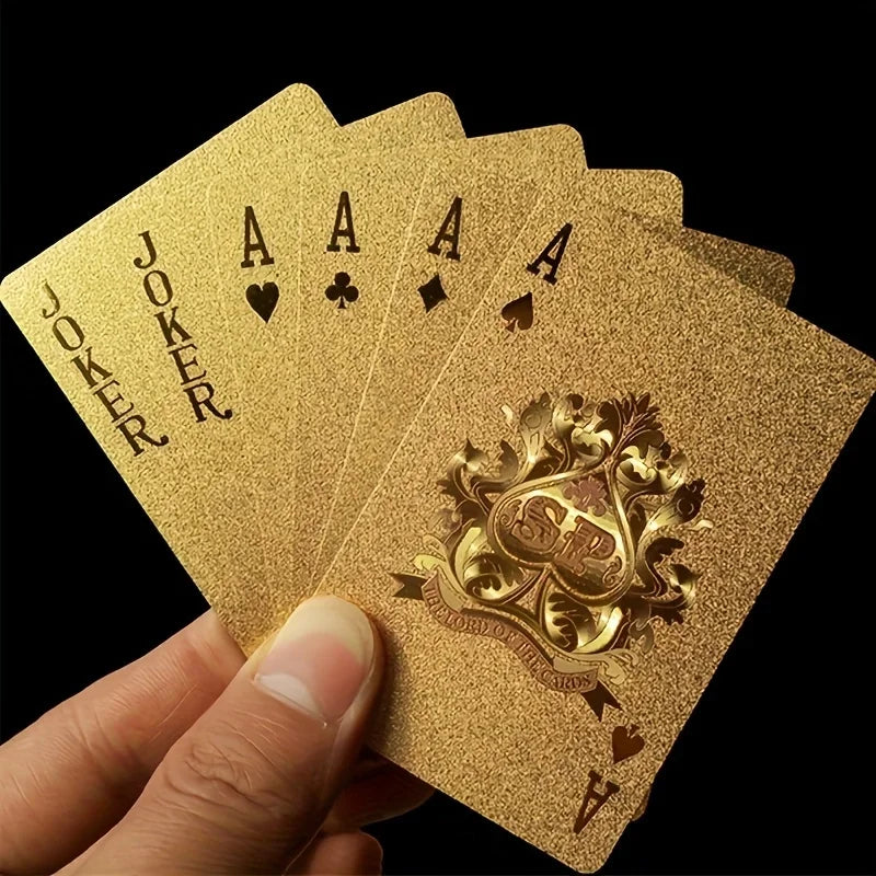 Cool Black Gold Waterproof Playing Cards, a Deck of Playing Cards Containing Christmas, Halloween, Thanksgiving Gifts, Game Gift