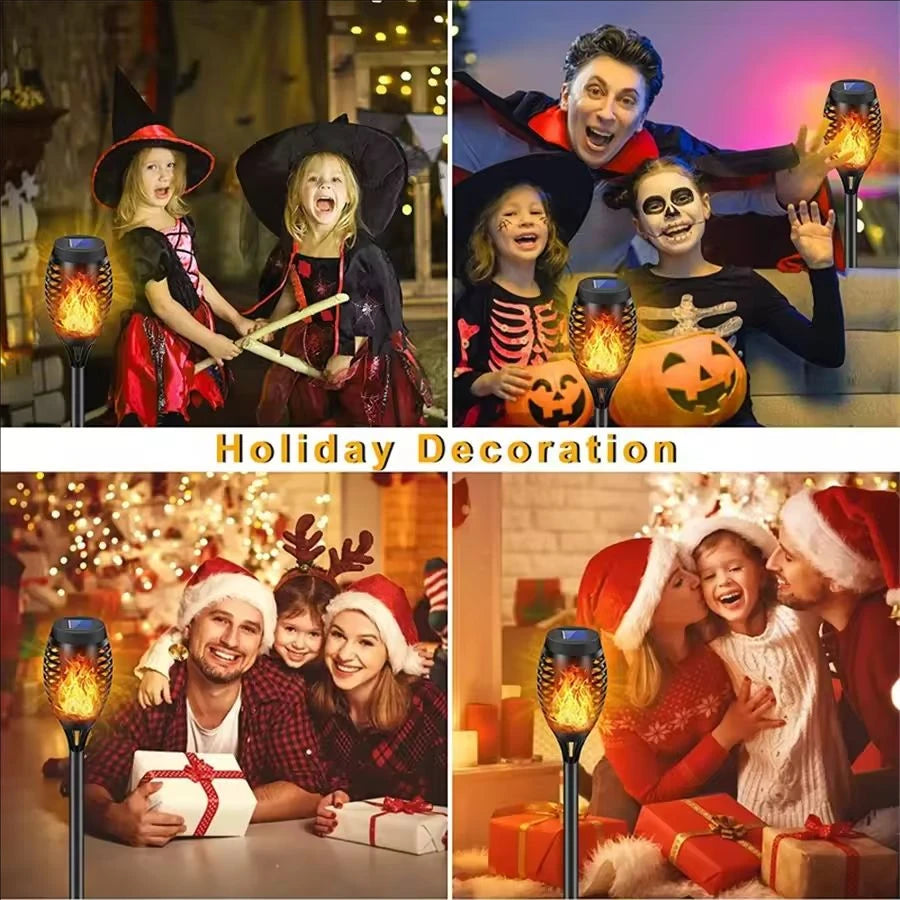 12LED Solar Flame Torch Light Flickering Light Waterproof Outdoor Garden Decoration Landscape Lawn Path Yard Patio Floor Lamps