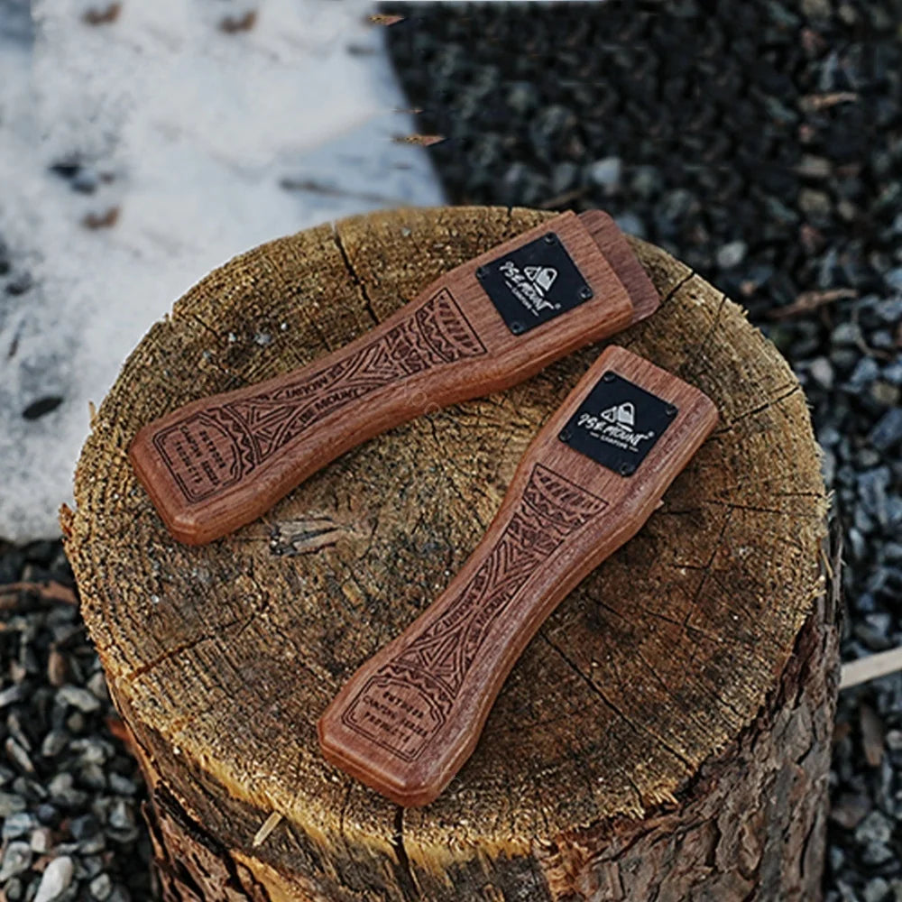 Outdoor Grill Pan Handle Anti-scalding Solid Wood Handle Bayonet Adjustable Heat Resistant Insulated Grip Outdoor Camping Tool