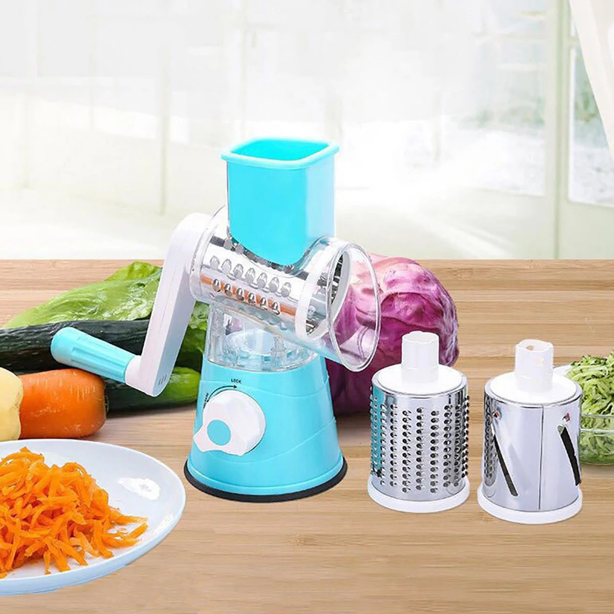 3-in-1 Manual Vegetable Slicer & Shredder – Perfect for Grating Cheese, Nuts & More!