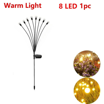 Solar LED Lights Garden Firework Warm Lights Outdoor 6/8 LEDs Waterproof Firefly Lawn Lamps Patio Pathway Decoration