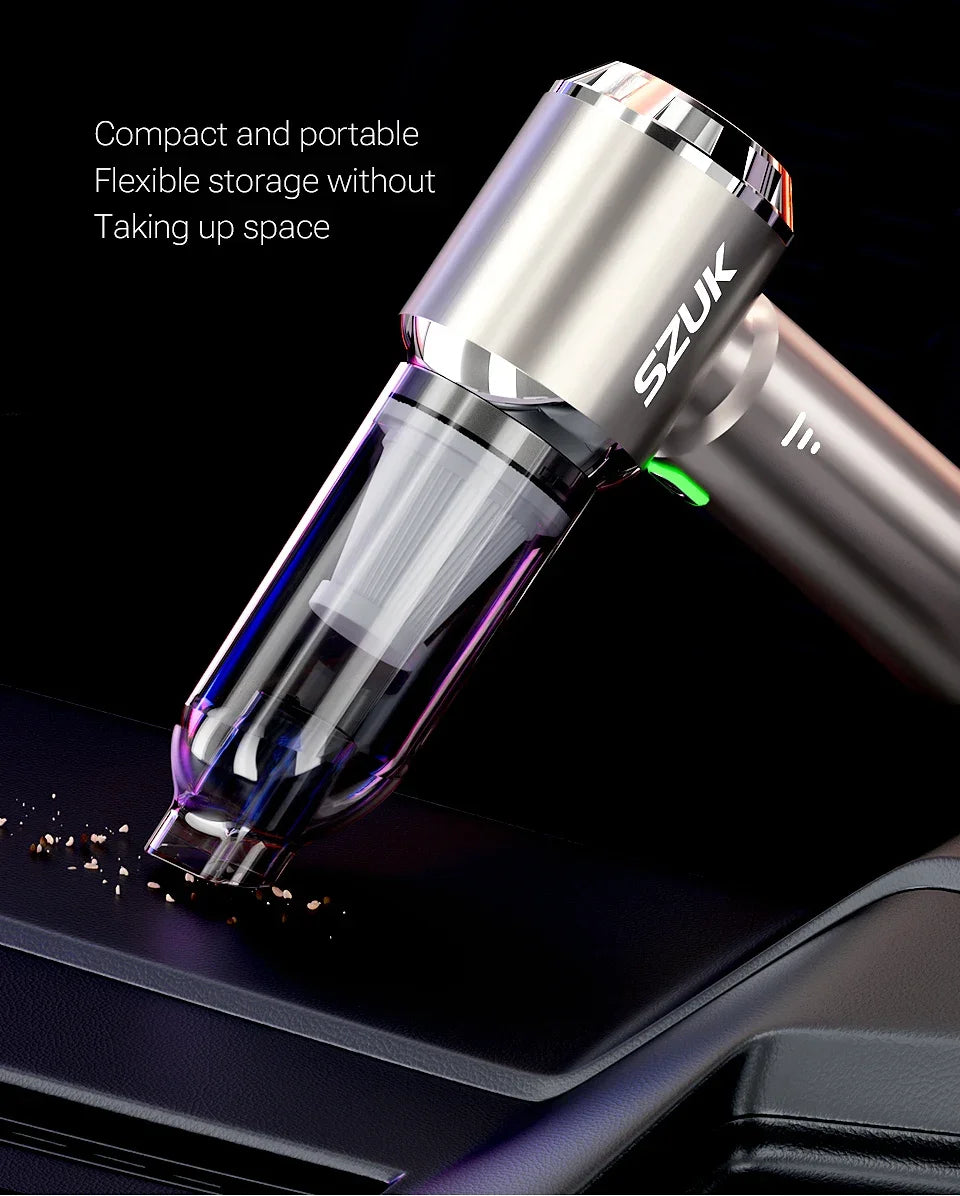 Cordless car vacuum - strong suction, portable, handheld. Perfect for quick clean-ups in your car! 🚗