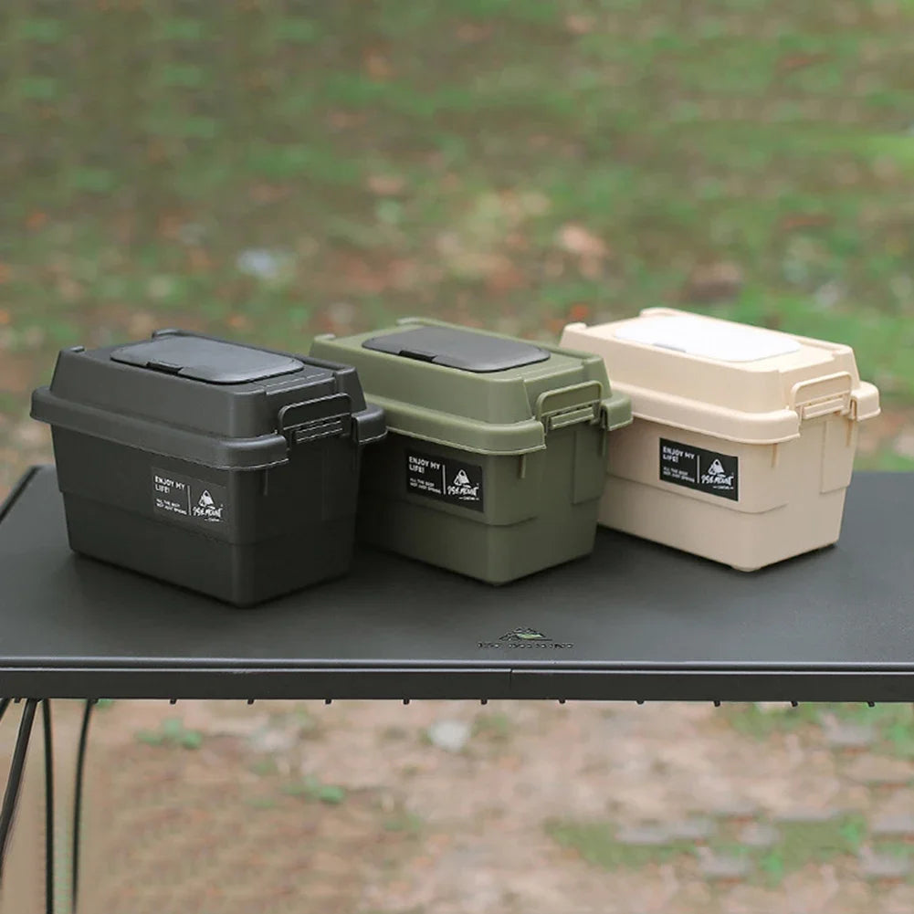 Outdoor Tissue Case Desktop Napkin Paper Storage Box Portable 1.1L Camping Picnic Seasoning Bottle Organizer Sundries Bucket