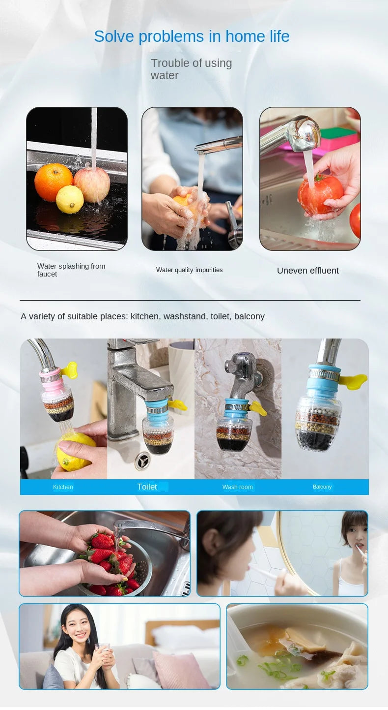 6-Layer Kitchen Tap Water Filter - Coconut Charcoal Purifier for Clean Drinking Water!