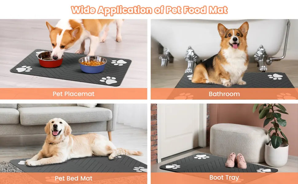 Absorbent Waterproof Pet Feeding Mat for Food & Water Bowl