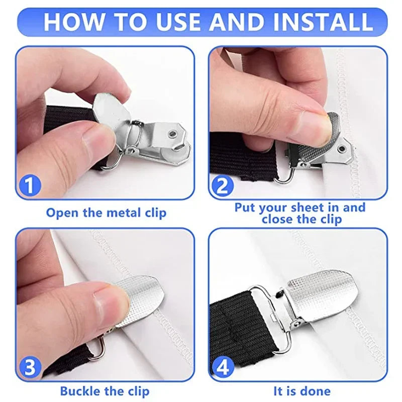 Adjustable Bed Sheet Clips Set – Keep Sheets Tight & Secure