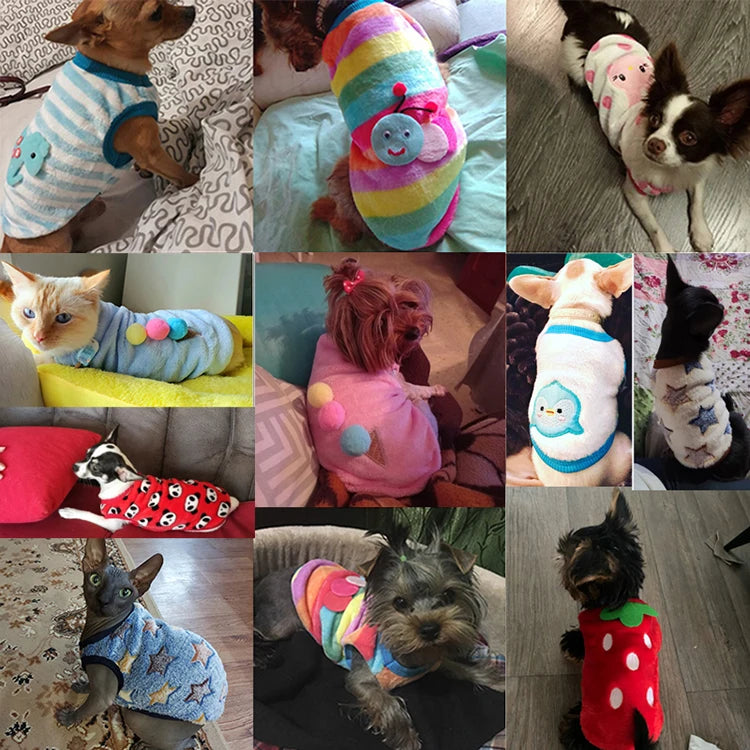 Cute Dog / Cat Clothes Winter Vest For Small Dogs Cats Warm Pets Sweater Soft Flannel Puppy Puffer Jacket Dog Accessories Supplies Xxs