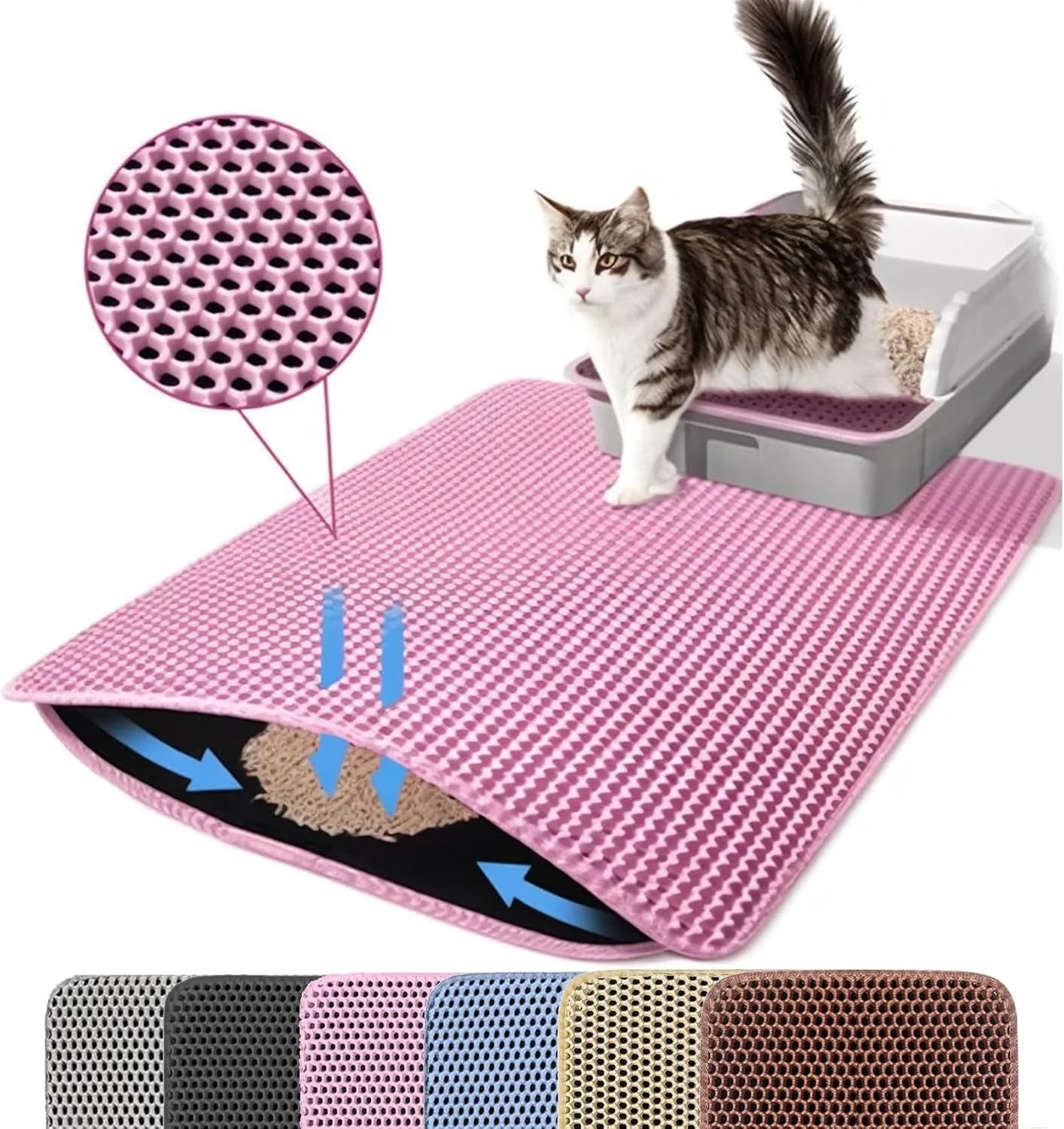 Cat Litter Mat – Double Layer, Non-Slip, Waterproof