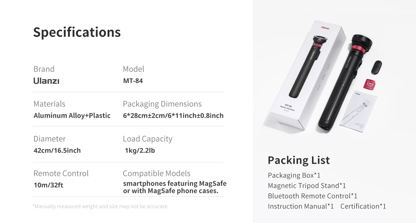 MagSafe Selfie Stick Tripod (1.53M) w/ Bluetooth Remote
