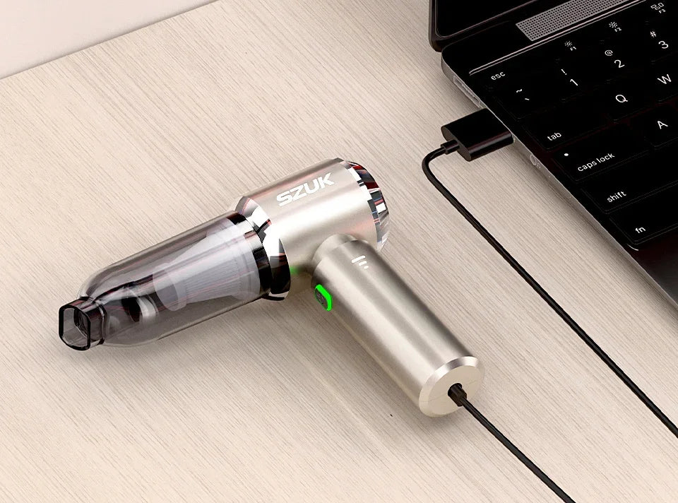 Cordless car vacuum - strong suction, portable, handheld. Perfect for quick clean-ups in your car! 🚗