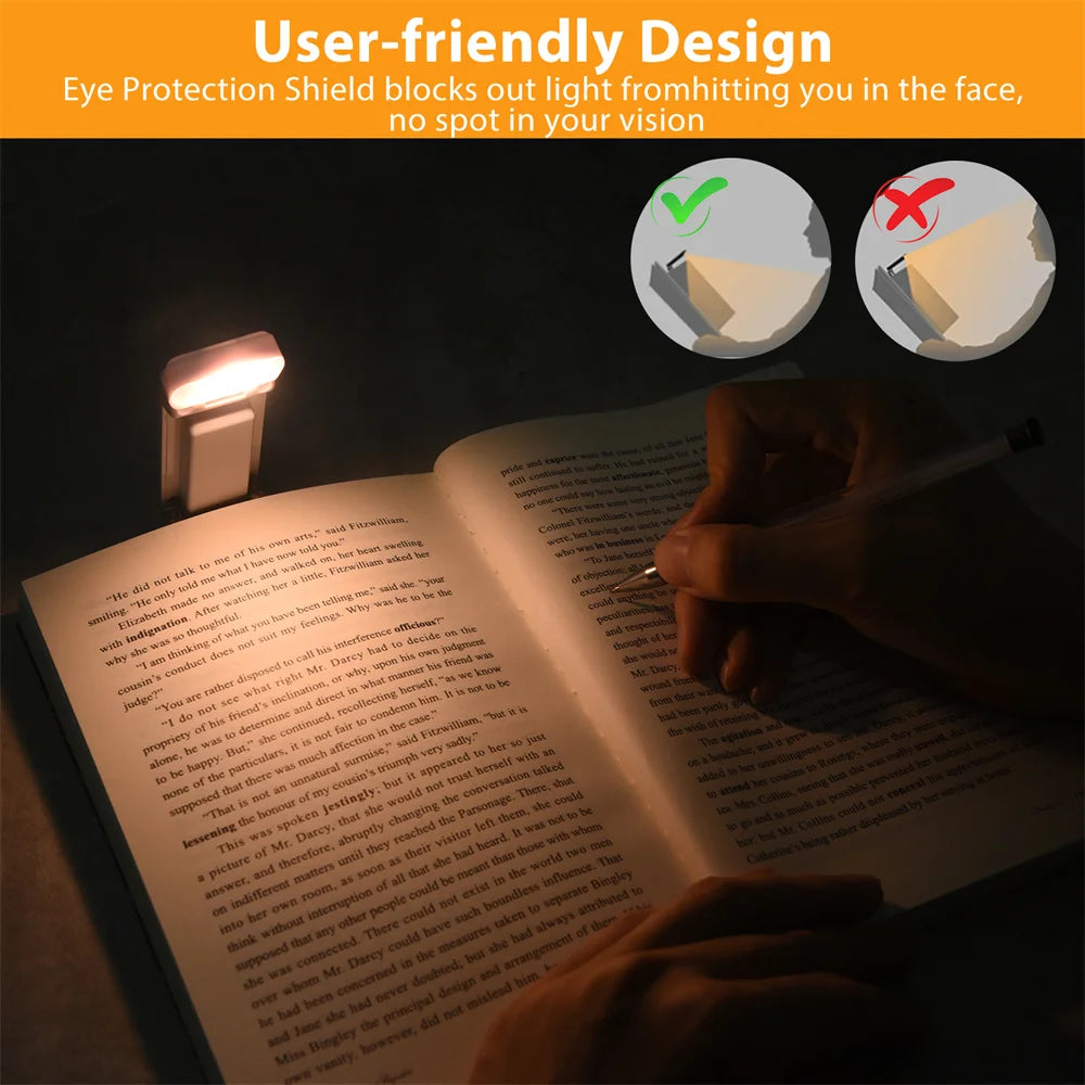 USB Rechargeable Clip-On Bookmark Book Light with Timer