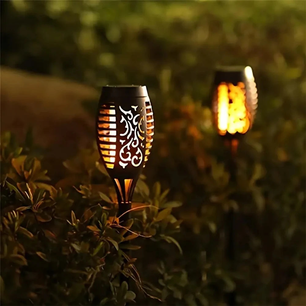 12LED Solar Flame Torch Light Flickering Light Waterproof Outdoor Garden Decoration Landscape Lawn Path Yard Patio Floor Lamps