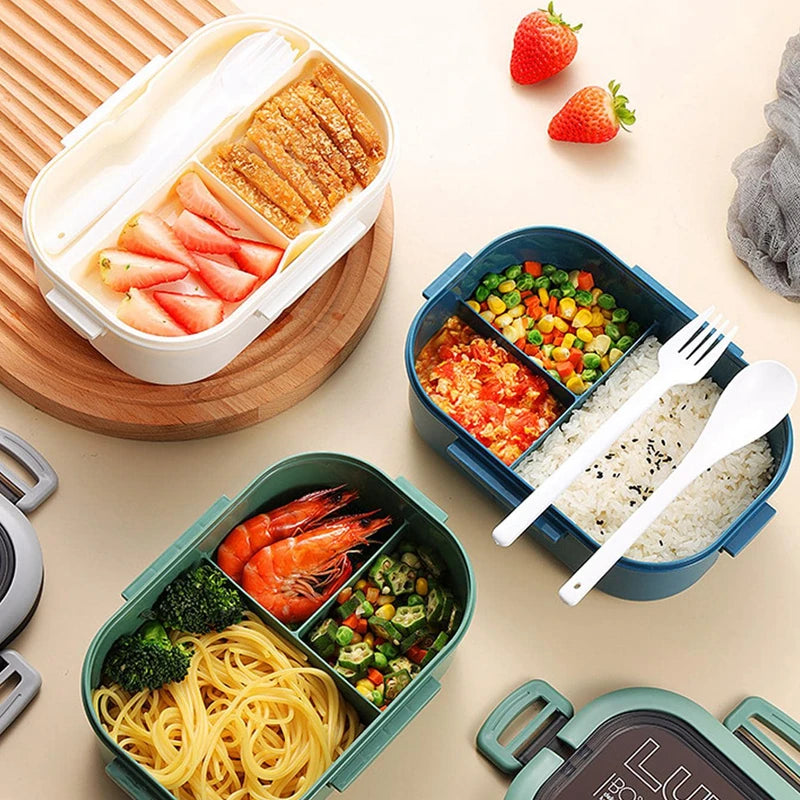 1200ML 2-Layer Bento Lunch Box (Leakproof) – Spoon & Fork Included