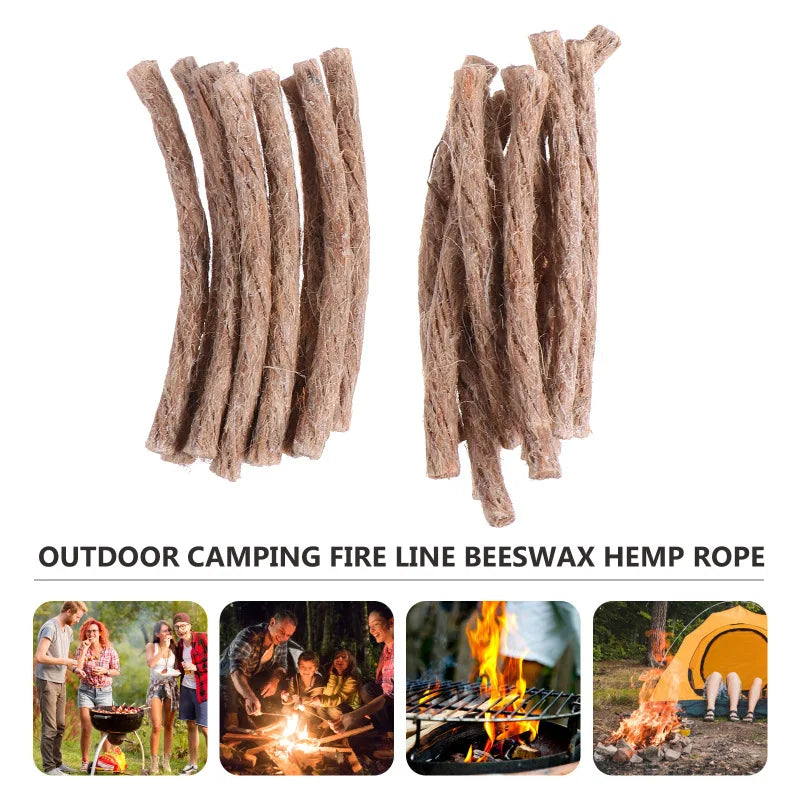 10Pcs Survival Wick Hemp Cord Camping Lighter Hemp Fire Starters Outdoor Wick Camping Ropes Survival Tools