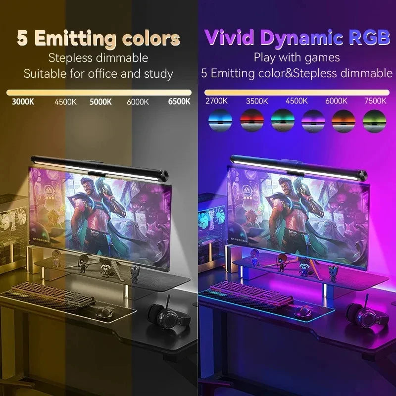 GB LED Monitor Light Bar: Dimmable Atmosphere Lamp for Work & Gaming
