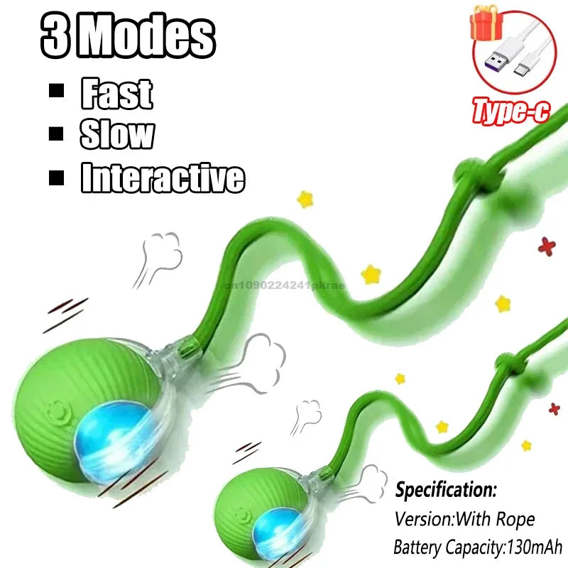 Cat Interactive Ball Toy Automatic Rolling Ball Faux Tail Rechargeable Pet Electric Toy Dog Cat Training Imitate Mouse Products