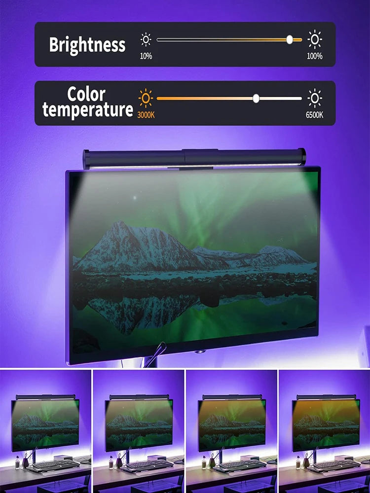 GB LED Monitor Light Bar: Dimmable Atmosphere Lamp for Work & Gaming
