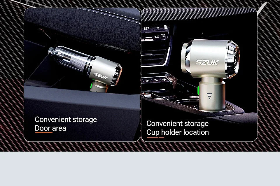 Cordless car vacuum - strong suction, portable, handheld. Perfect for quick clean-ups in your car! 🚗