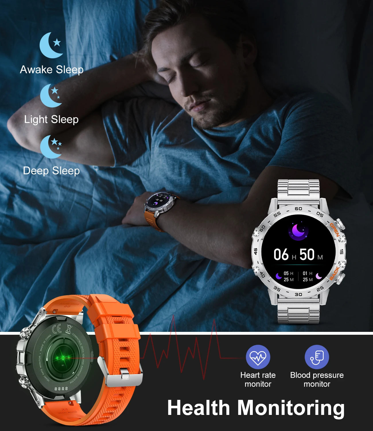 New1.39" Bluetooth Call Smart Watch Men Outdoor Sport Fitness Heart Rate Health Monitoring Smartwatch for Android IOS Phone
