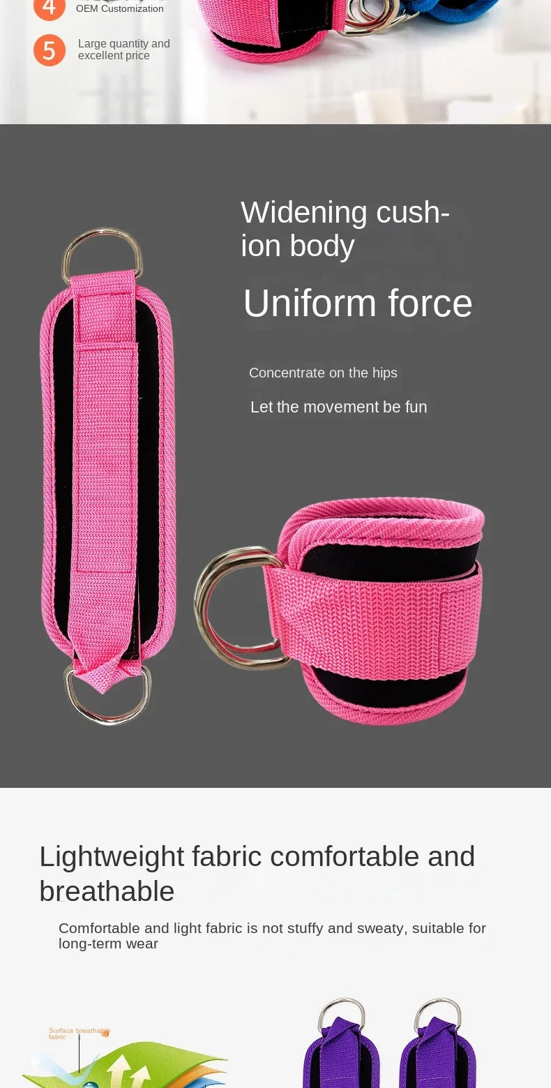 Adjustable D-Ring Ankle & Wrist Cuffs for Targeted Leg and Glute Training