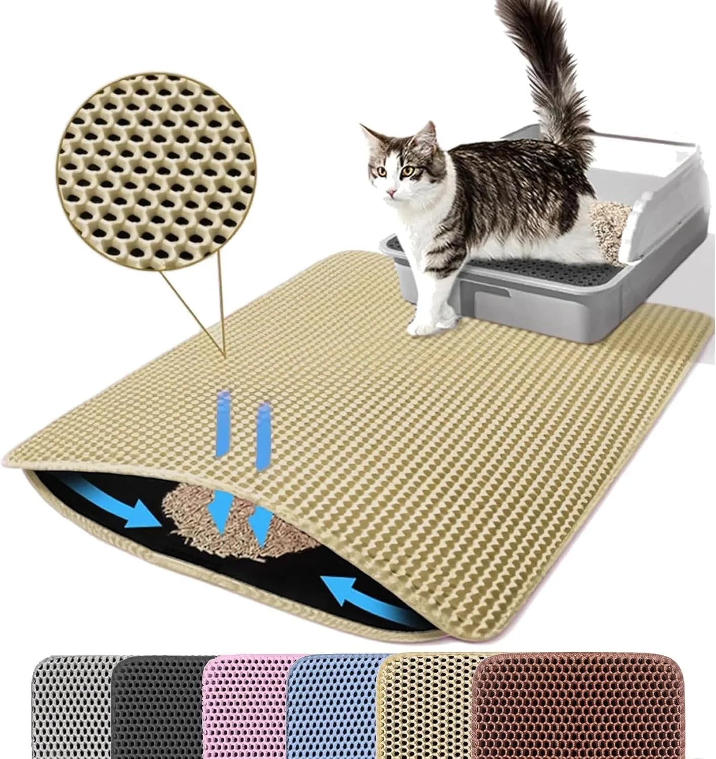 Cat Litter Mat – Double Layer, Non-Slip, Waterproof
