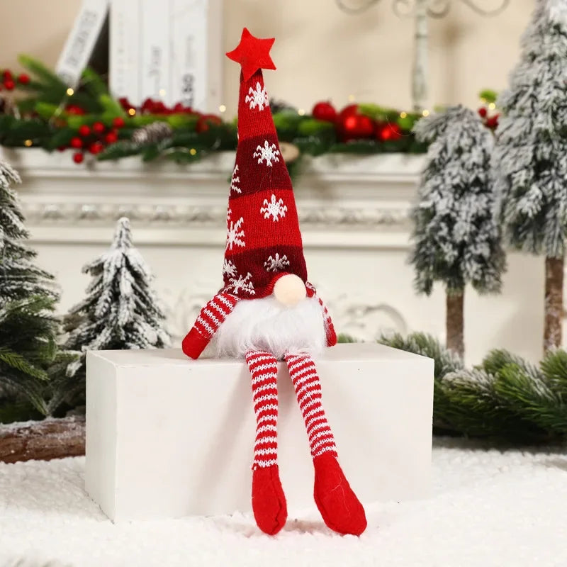 Christmas Faceless Doll Gnome Ornaments LED Light Plush Knitting Crafts Tree Pendant Christmas Decorations for Home Kids Gift