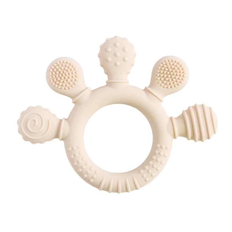 Food-Grade Silicone Teether Ring - Safe Sensory Toy for Babies 0-12 Months!