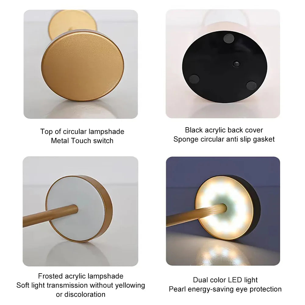 USB Rechargeable Classic Table Lamp: Touch Control & 3 Colors