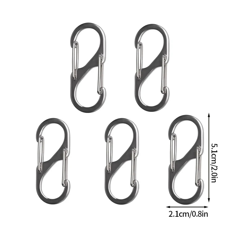 5PCS Tactical S Type Carabiner Camping Equipment Anti-Theft Aluminium Alloy Carabiner Mini Keychain Hook Hiking Backpack Buckle